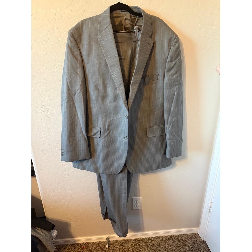 Alexandre London Savile Row Suit Mens US 46R Gray 2Button‎ Business 100% Wool